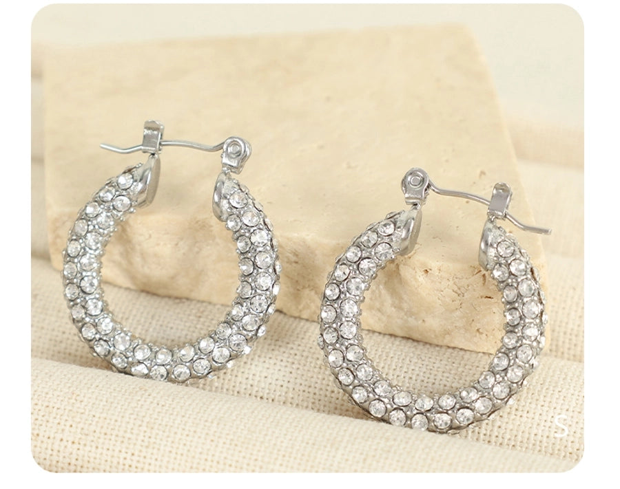 Pearl Hoop Earrings [304 Stainless Steel,18K Gold Plated]