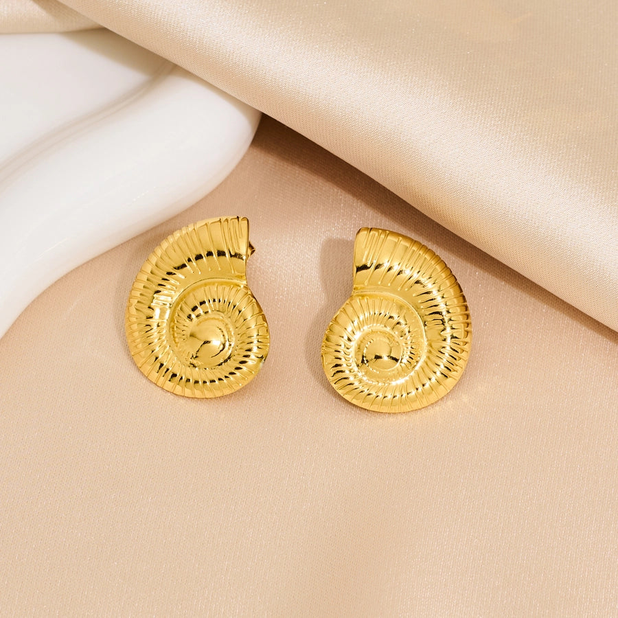 Snail-Shaped Ear Studs [316 Stainless Steel,18K Gold Plated]