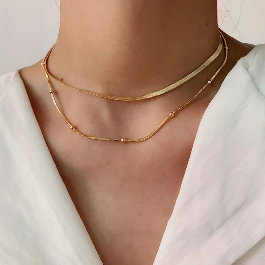 Collar de cadena de mezcla [304 acero inoxidable, 18K de oro chapado]