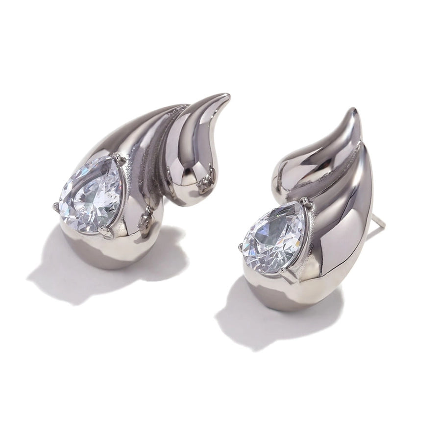 Conch Rhinestone Earrings [304 Stainless Steel,18K Gold Plated]