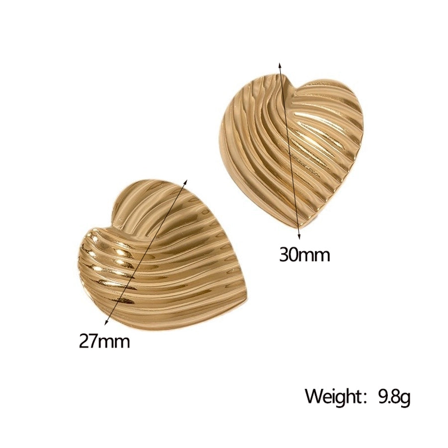 Heart Shape Earrings [304 Stainless Steel,18K Gold Plated]