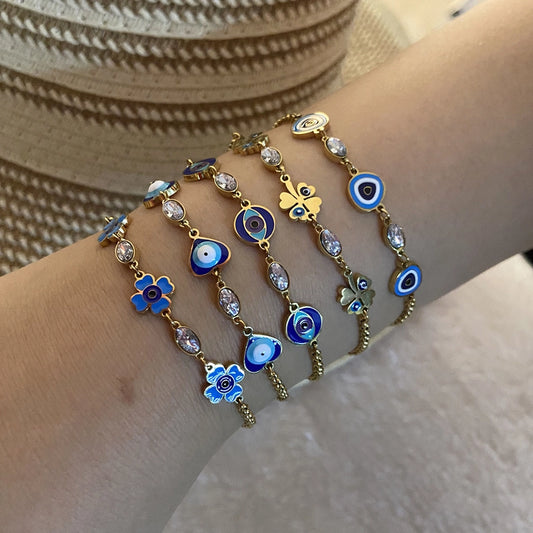 Devil's Eye Symbol Bracelets [Edelstahl, 18K Gold plattiert]