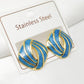 Vintage Style Square Enamel Earrings [304 Stainless Steel,18K Gold Plated]