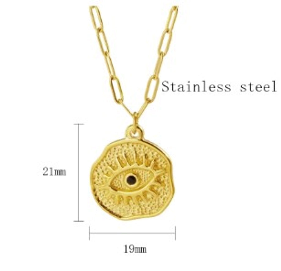 Devil's Eye Rhinestones Pendant Necklace [304 Stainless Steel]