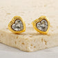 Heart Shape Artificial Rhinestones Earrings [304 Stainless Steel, 18K Gold Plated]