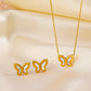 White Butterfly Shell Earrings/Necklace [304 Stainless Steel,18K Gold Plated]