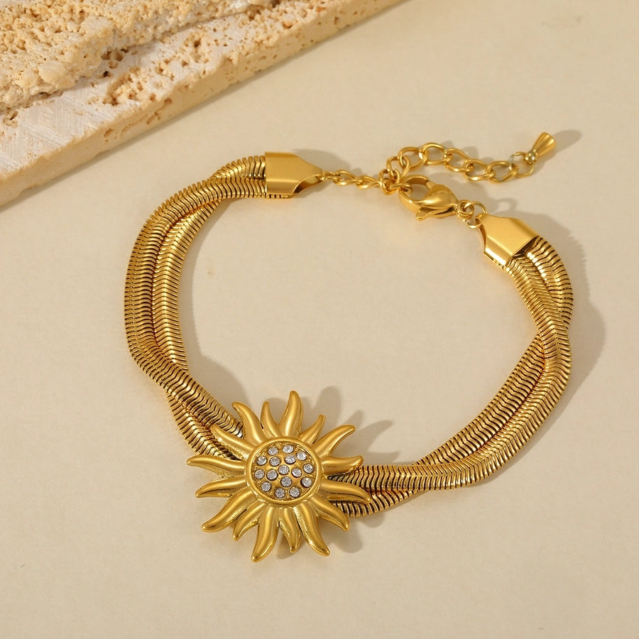 Pulseiras de flores do Sun Starfish [304 aço inoxidável, peito de ouro de 18k]