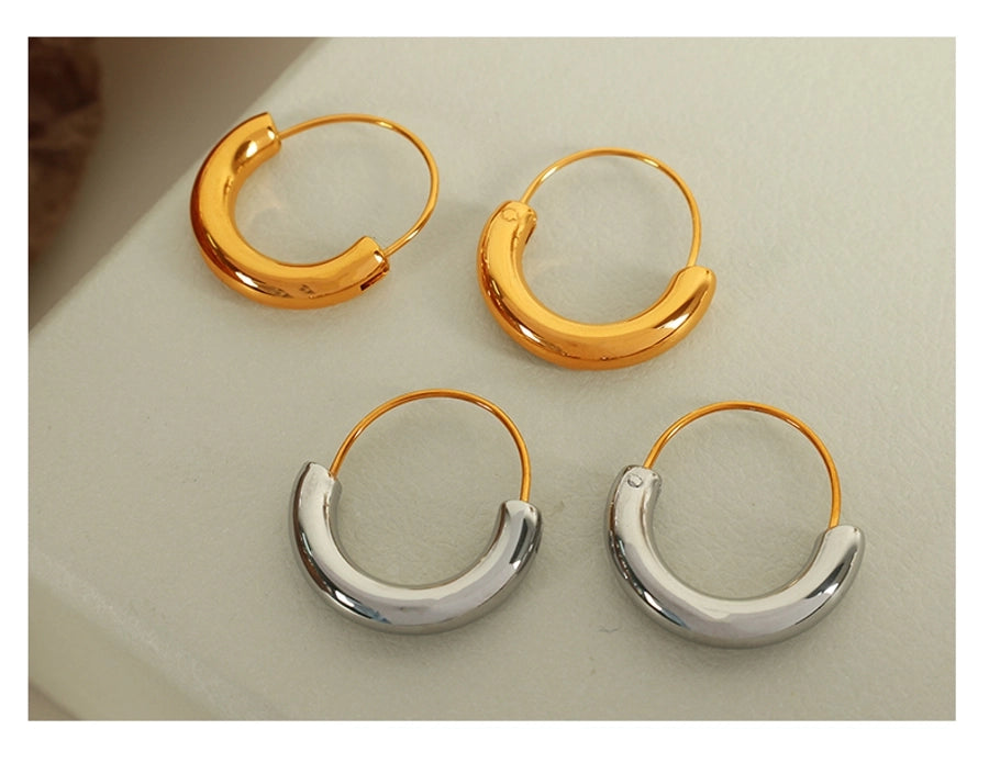 Semicircle Hoop Earrings [304 Stainless Steel,18K Gold Plated]