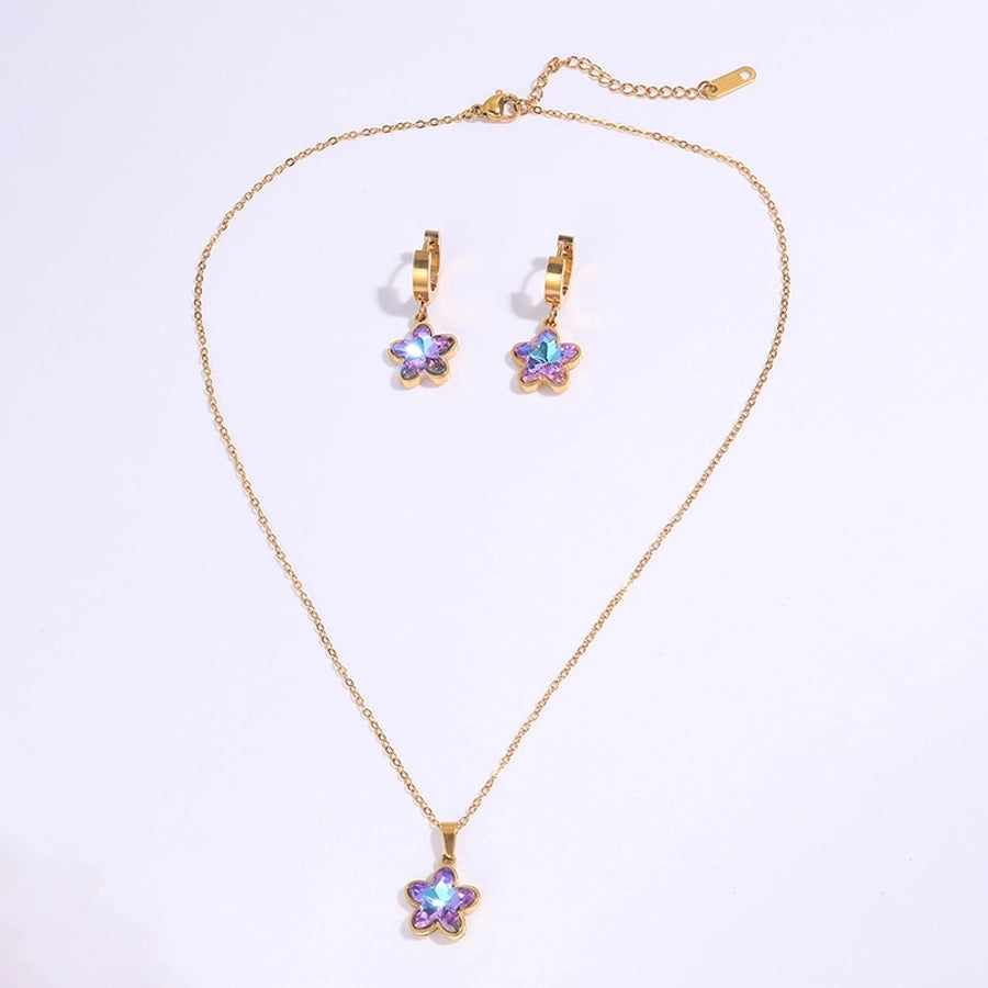 Heart Shape Flower Butterfly Jewelry Set [304 Stainless Steel]