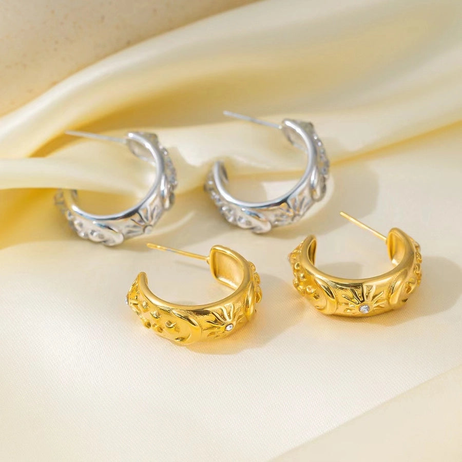 C Shape Earrings [316L Stainless Steel, 18K Gold Plated]