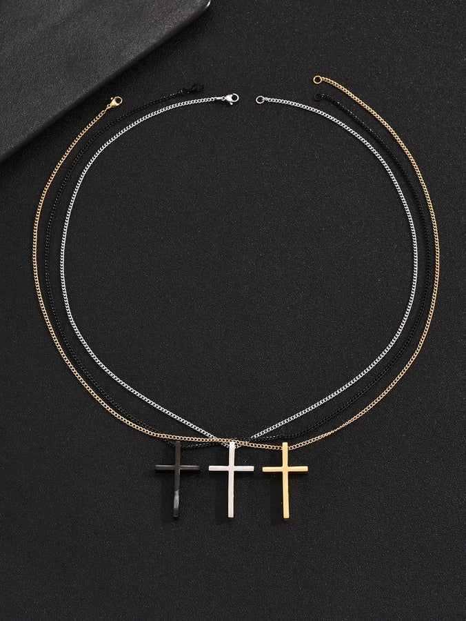 Commute Cross Necklace [304 Stainless Steel]