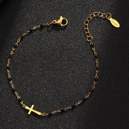 Cross Small Stones Bracelet [Stainless Steel]