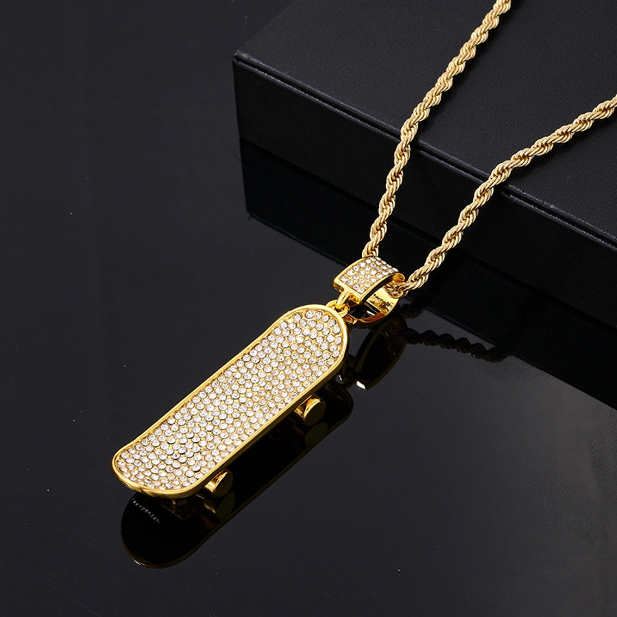 Skateboard Zircon Necklace [304 Stainless Steel Copper]