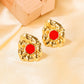 Vintage Style Stone Earrings [304 Stainless Steel,18K Gold Plated]