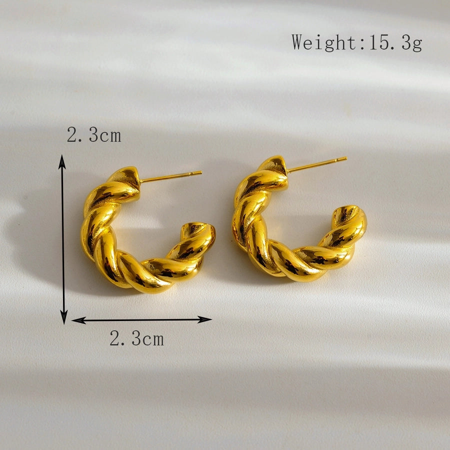 Moon Twist Earrings [304 Stainless Steel,18K Gold Plated]