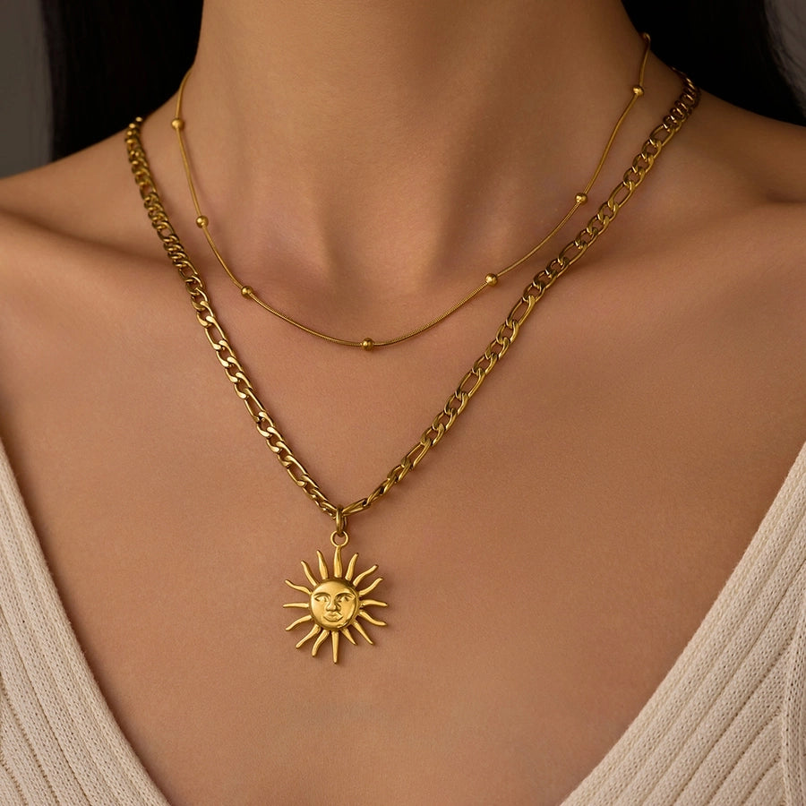 Layered Sun Necklace [304 Stainless Steel]