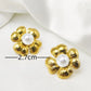 Flower Artificial Pearls Earrings [304 Stainless Steel,18K Gold Plated]