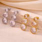 Luxurious Water Droplets Zircon Drop Earrings [304 Stainless Steel,18K Gold Plated]