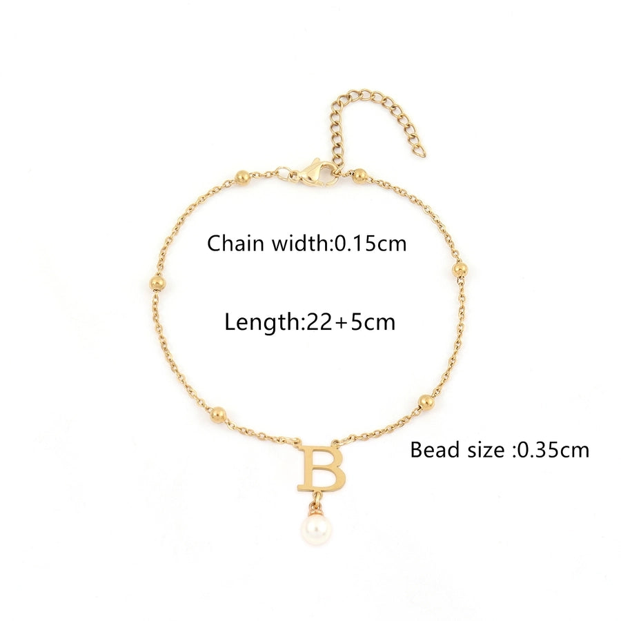 List Artificial Pearls Anklet [201,304 stal nierdzewna]