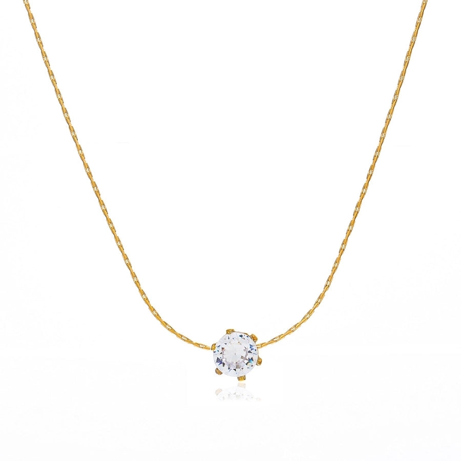 Geometric Rhinestones Pendant Necklace [304 Stainless Steel,18K Gold Plated]