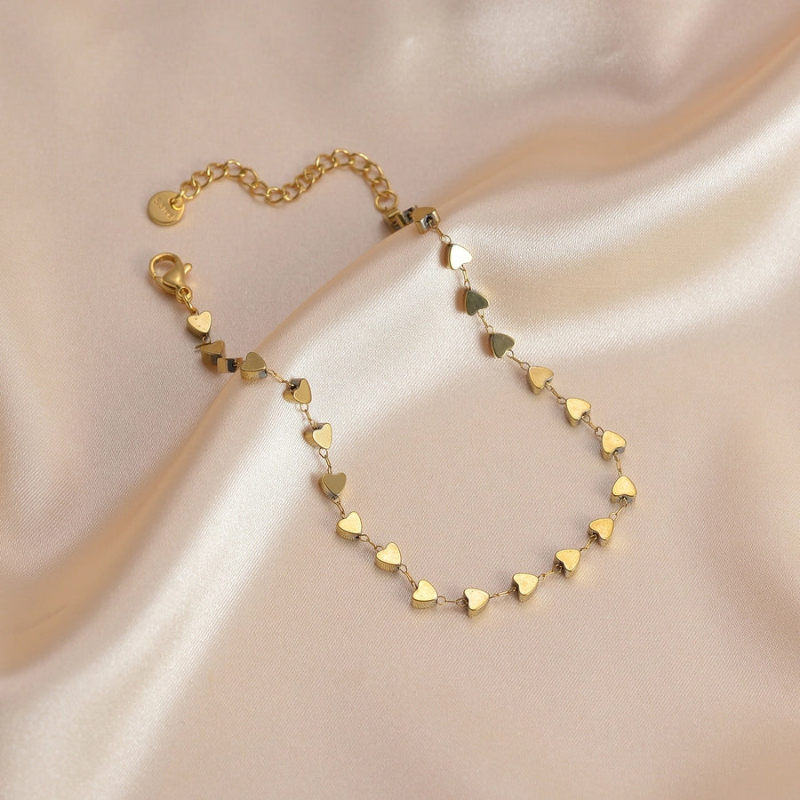 Heart Shape Anklet [304 Stainless Steel, 14K Gold Plated]