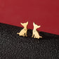 Dog Cat Ear Studs [304 Stainless Steel,18K Gold Plated]