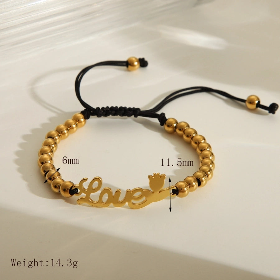 Braccialetti in poliestere d'amore [201 in acciaio inossidabile, oro 18K placcato]