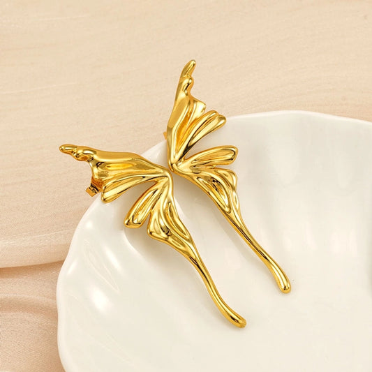 Gold Wings sommerfugl øreringer [304 rustfritt stål, 18K gullbelagt]