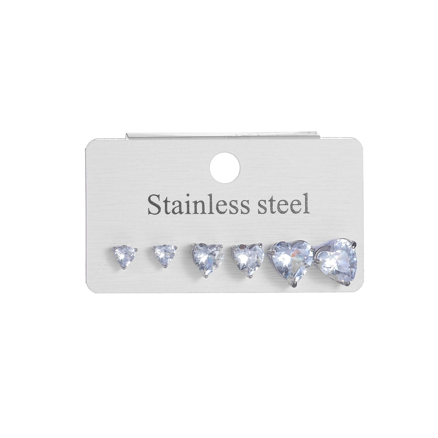 Rhinestones Drop Earrings Set [304 Stainless Steel]