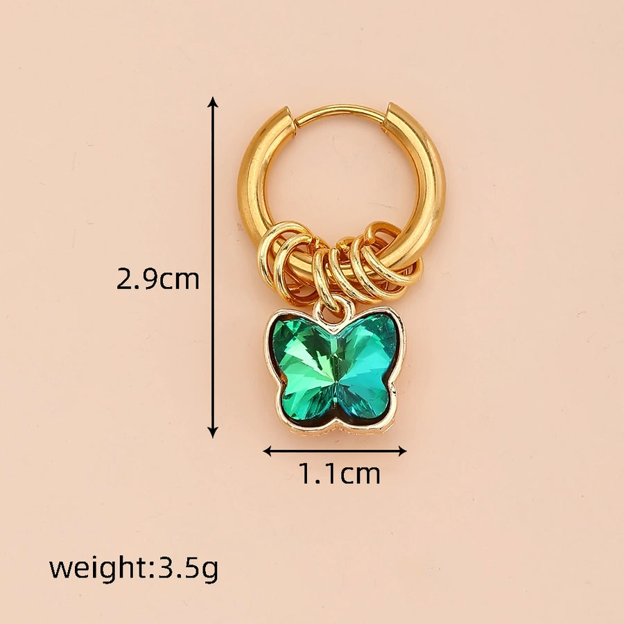 1 Piece Butterfly Artificial Rhinestones Earrings [201 Stainless Steel]