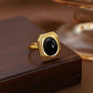 Black Agate Ring [304 roestvrij staal]