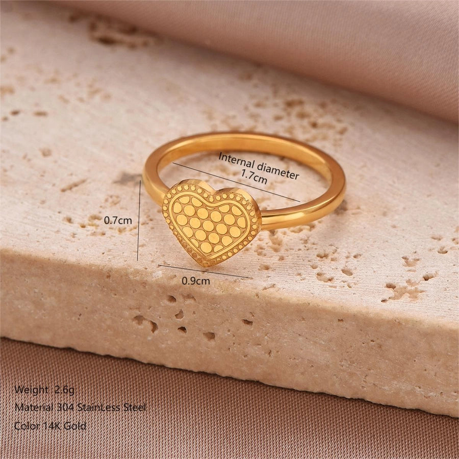 Cross Heart Shape Crown Ring [304 Stainless Steel 14K Gold Plated]