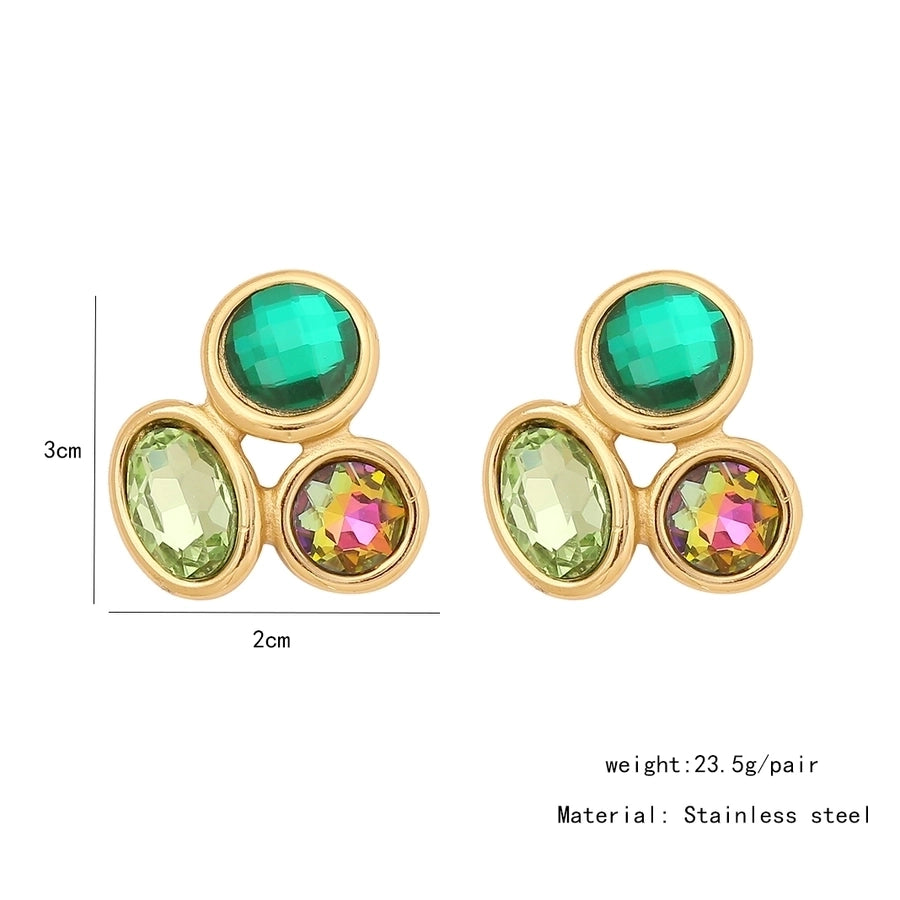 Mix Colour Glass Earrings [304 Stainless Steel,18K Gold Plated]