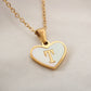 Letter Shell Heart Pendant Necklace [304 Stainless Steel,18K Gold Plated]