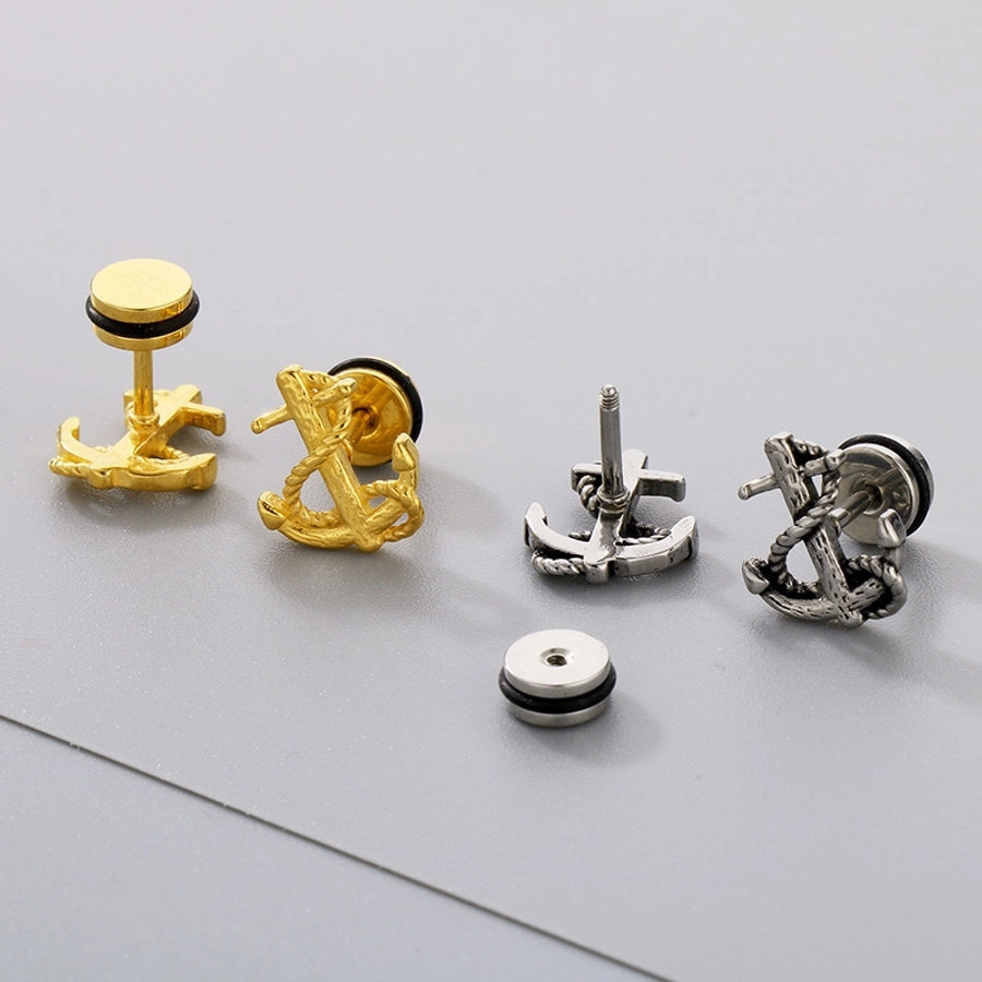 Anchor Ear Studs [304 Stainless Steel 18K Gold Plated]