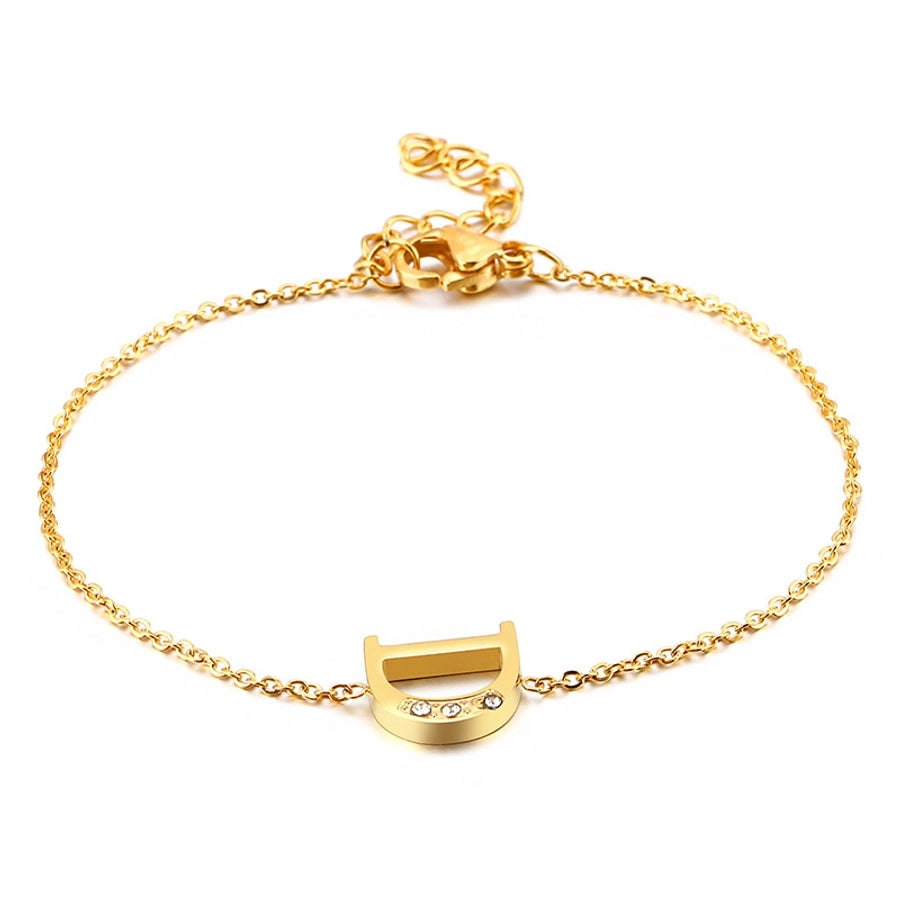 Letter Bracelets [304 Stainless Steel,18K Gold Plated]