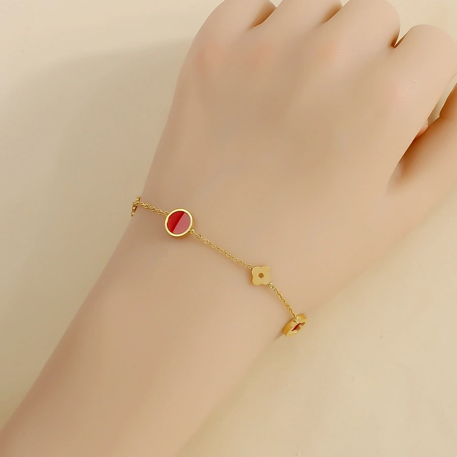 Round Clover Bracelet [304 rustfrit stål, 18k guldbelagt]