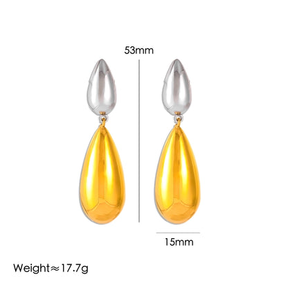 Two Tone Drop Earrings [304 Stainless Steel]