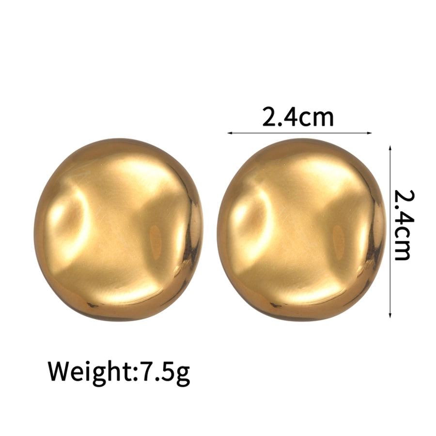 Irregular Round Earrings [304 Stainless Steel,18K Gold Plated]