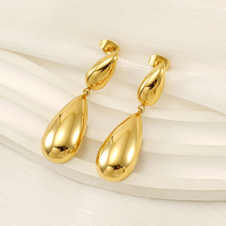 Water Droplets Earrings [304 Stainless Steel,18K Gold Plated]