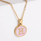 Pink Shell Letter Necklaces [304 Stainless Steel,18K Gold Plated]