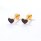 Small Colored Heart Stud Earrings [201 Stainless Steel, 18K Gold Plated]