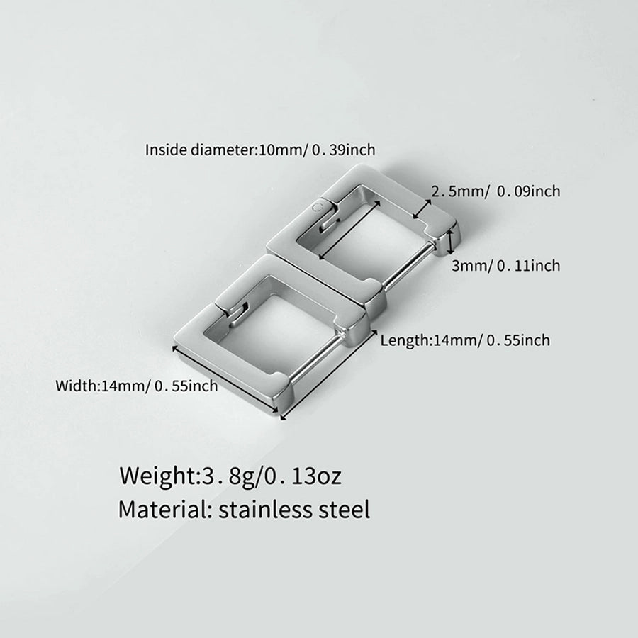 Orecchini a perno cavi quadrati [acciaio inossidabile]