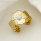 Flower Natural Stone Ring [304 Stainless Steel 14K Gold Plated]