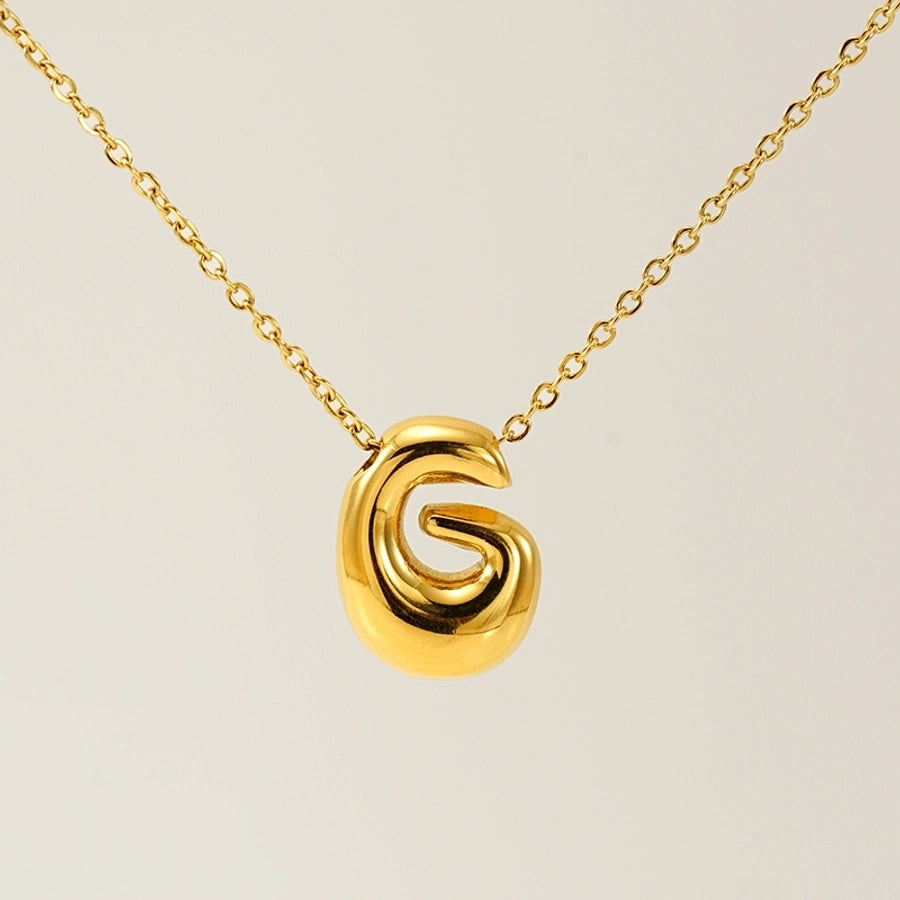 Letter Pendant Necklace [304 Stainless Steel,18K Gold Plated]