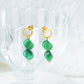 Green Leaves Rhombus Beaded Drop Earrings [304 Stainless Steel,14K Gold Plated]