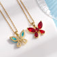 Butterfly Zircon Pendant Necklace [304 Stainless Steel,Copper]