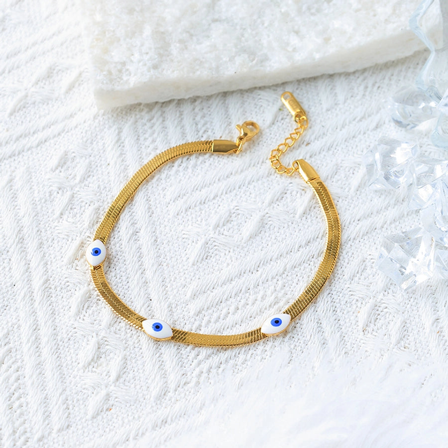 Round Devil's Eye Flower Bracelet [304 Stainless Steel,14K Gold Plated]