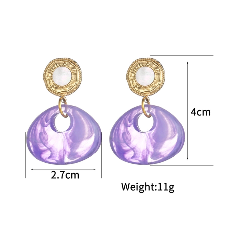 Purple Stone Earrings [304 Stainless Steel,18K Gold Plated]