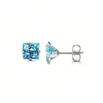 Square Colored Rhinestone Stud Earrings [304 Stainless Steel,]